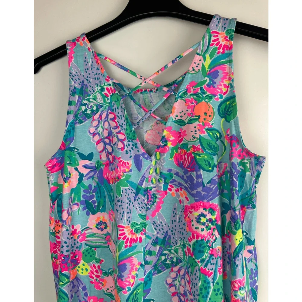 Lilly Pulitzer Kristen Dress Mini Multi-Color Printed Tropical Fruit Small Short - Picture 9 of 12